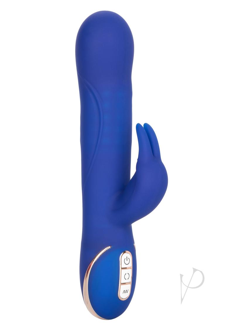 Jack Rabbit Signature Silicone Rotating Beaded Rabbit Vibrator Multi Function USB Rechargeable - Blue