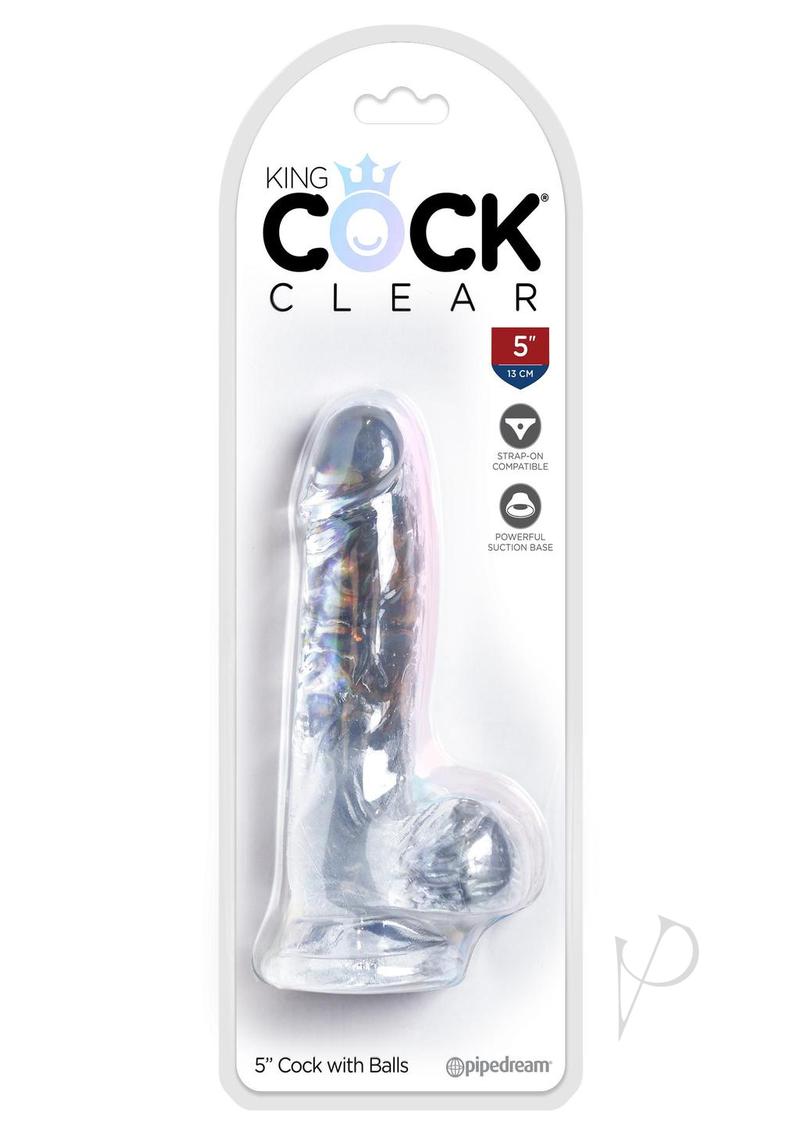 King Cock Clear Dildo with Balls 5in - Clear