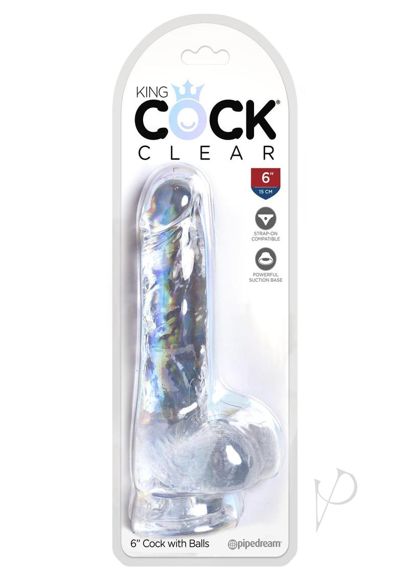 King Cock Clear Dildo with Balls 6in - Clear