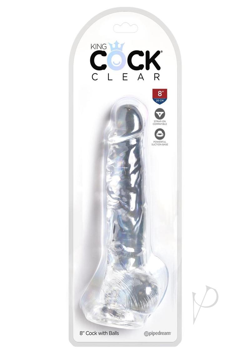 King Cock Clear Dildo with Balls 8in - Clear