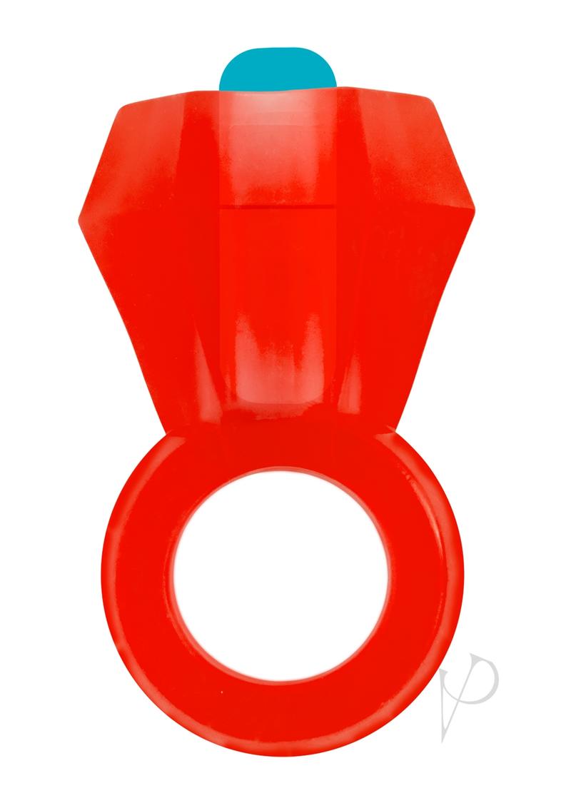 Bling Pop Vibarting Cock Ring - Red