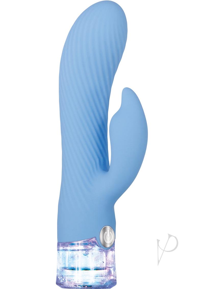 Glitteriffic Rechargeable Silicone Light-Up Rabbit Vibrator - Aqua