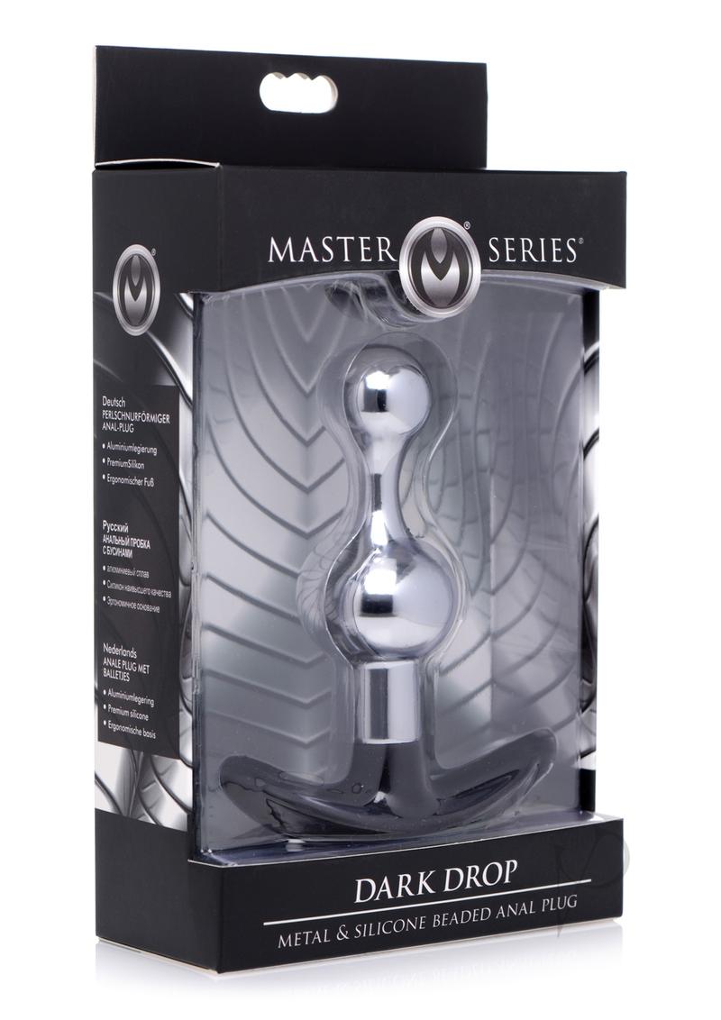 Master Series Dark Drop Metal and Silicone Beaded Anal Plug - Silver