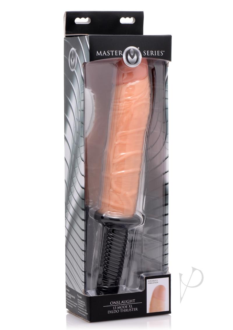 Master Series Onslaught XL Vibrating 9in Dildo Thruster - Vanilla