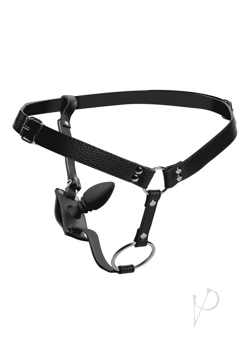 Strict Male Harness with Anal Plug - Black