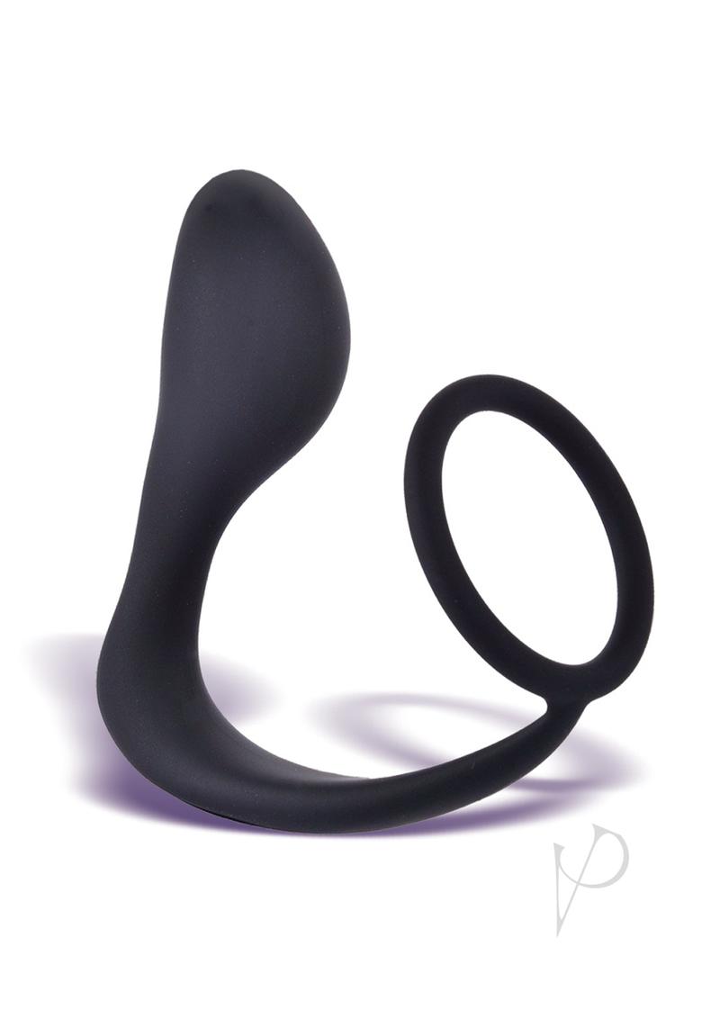 The 9`s - P Zone Silicone Cock Ring with Butt Plug - Black