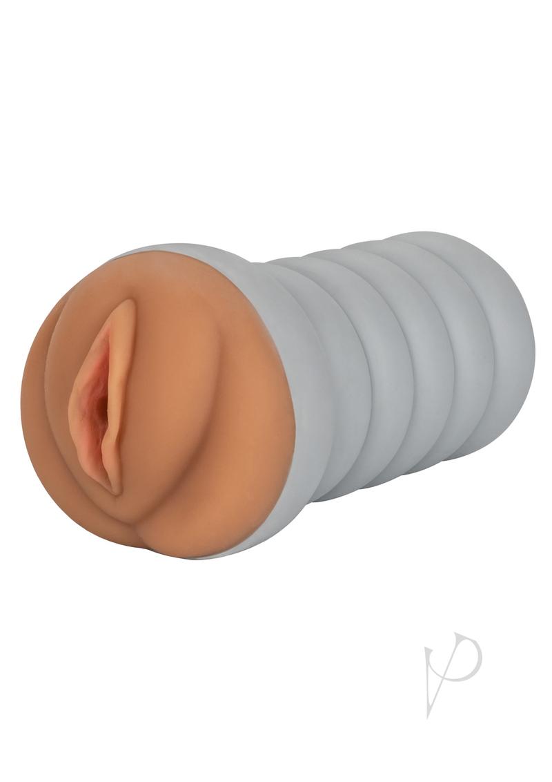 Ribbed Gripper Tight Pussy Dual Dense Textured Masturbator Stroker 6in - Chocolate
