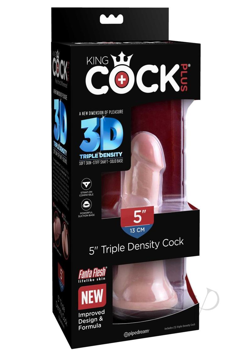 King Cock Plus Triple Density Dildo 5in - Vanilla