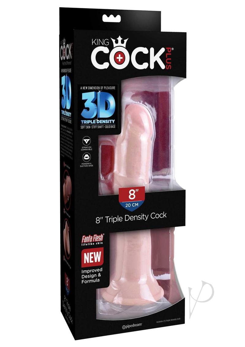 King Cock Plus Triple Density Dildo 8in - Vanilla