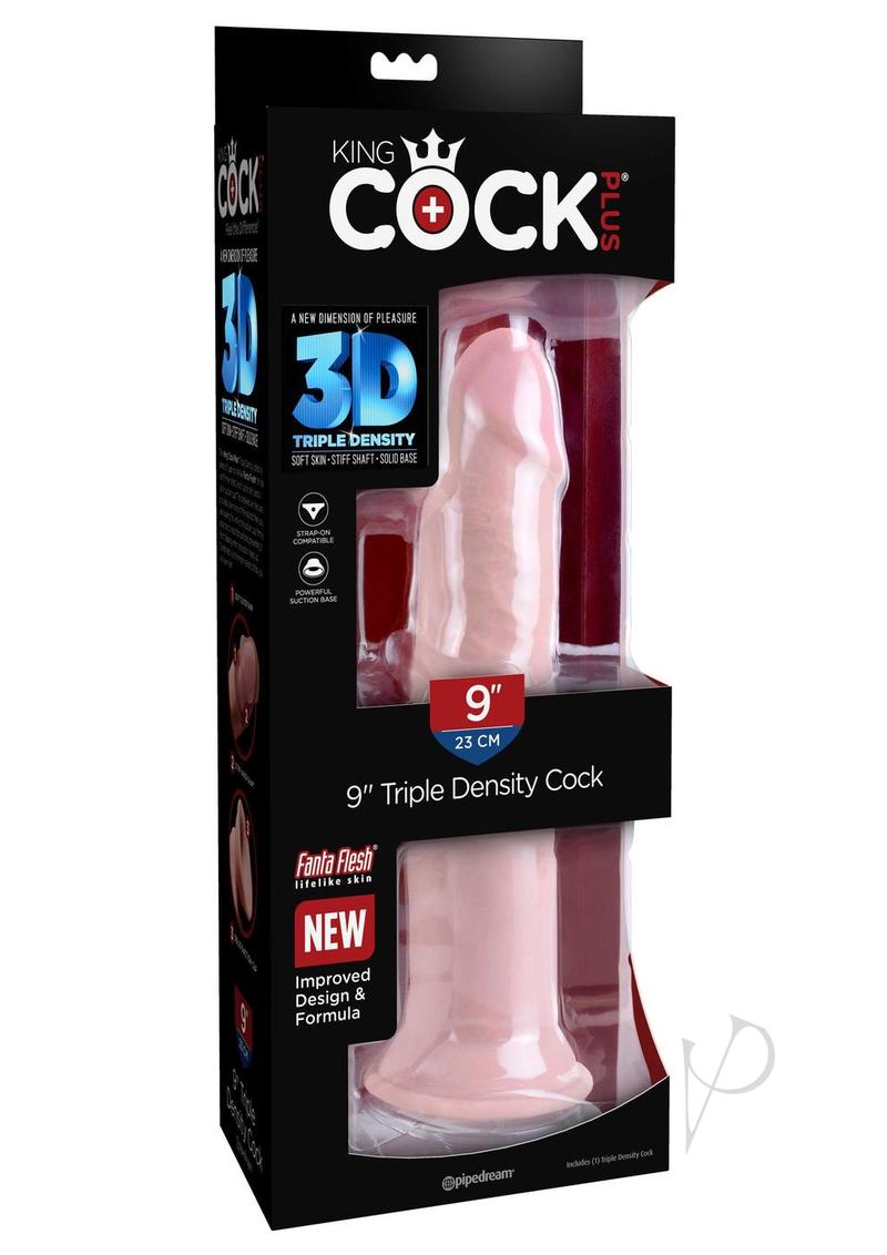King Cock Plus Triple Density Dildo 9in - Vanilla