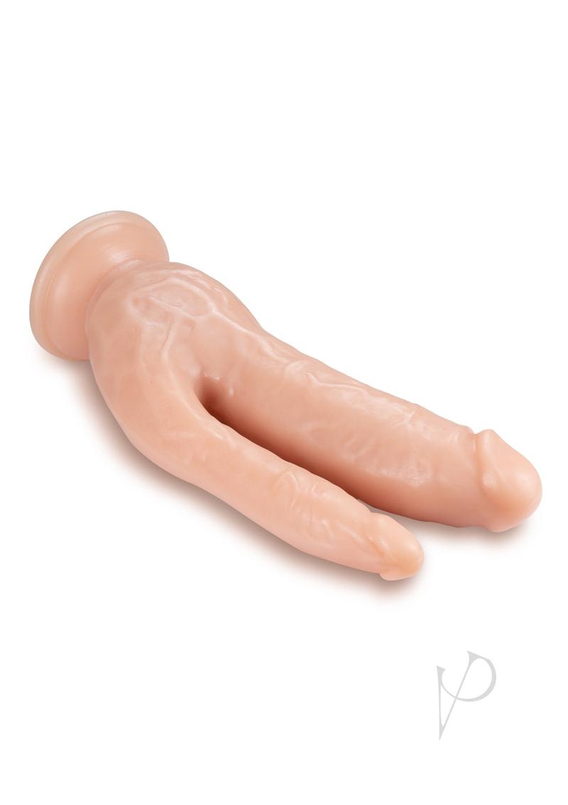 Dr. Skin Silver Collection Dual Penetrating Dildo with Suction Cup 8in - Vanilla