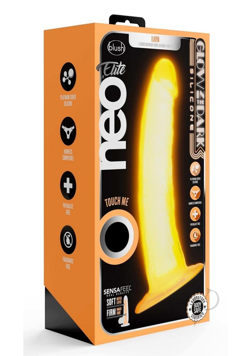Neo Elite Glow in the Dark Dildo 7.5in - Orange