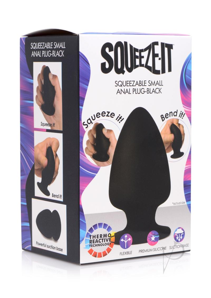 Squeeze-It Squeezable Silicone Anal Plug - Small - Black