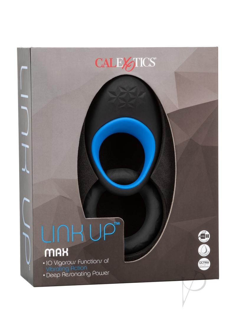 Link Up Max Silicone Vibrating Cock Ring - Black/Blue
