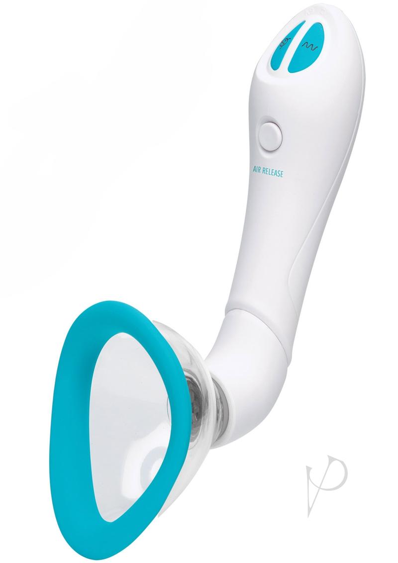 Bloom Intimate Body Pump Silicone Vibrating Rechargeable Body Pump - Sky Blue/White