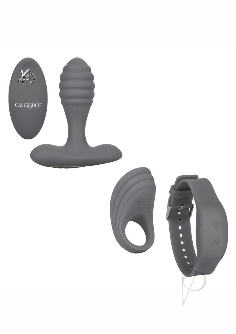 CalExotics Silicone Adventure Set Anal Plug Kit with Remote Control - Black