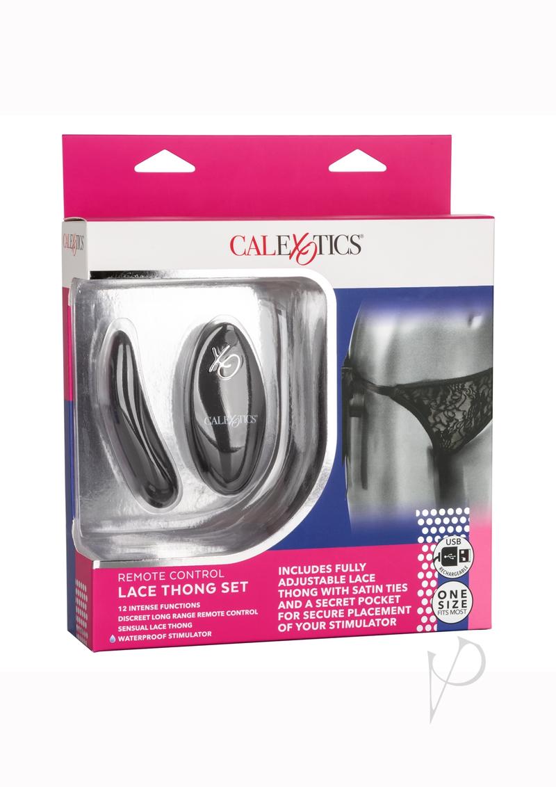 CalExotics Silicone Rechargeable Lace Thong Panty Vibe with Remote Control (3 pieces) - Black