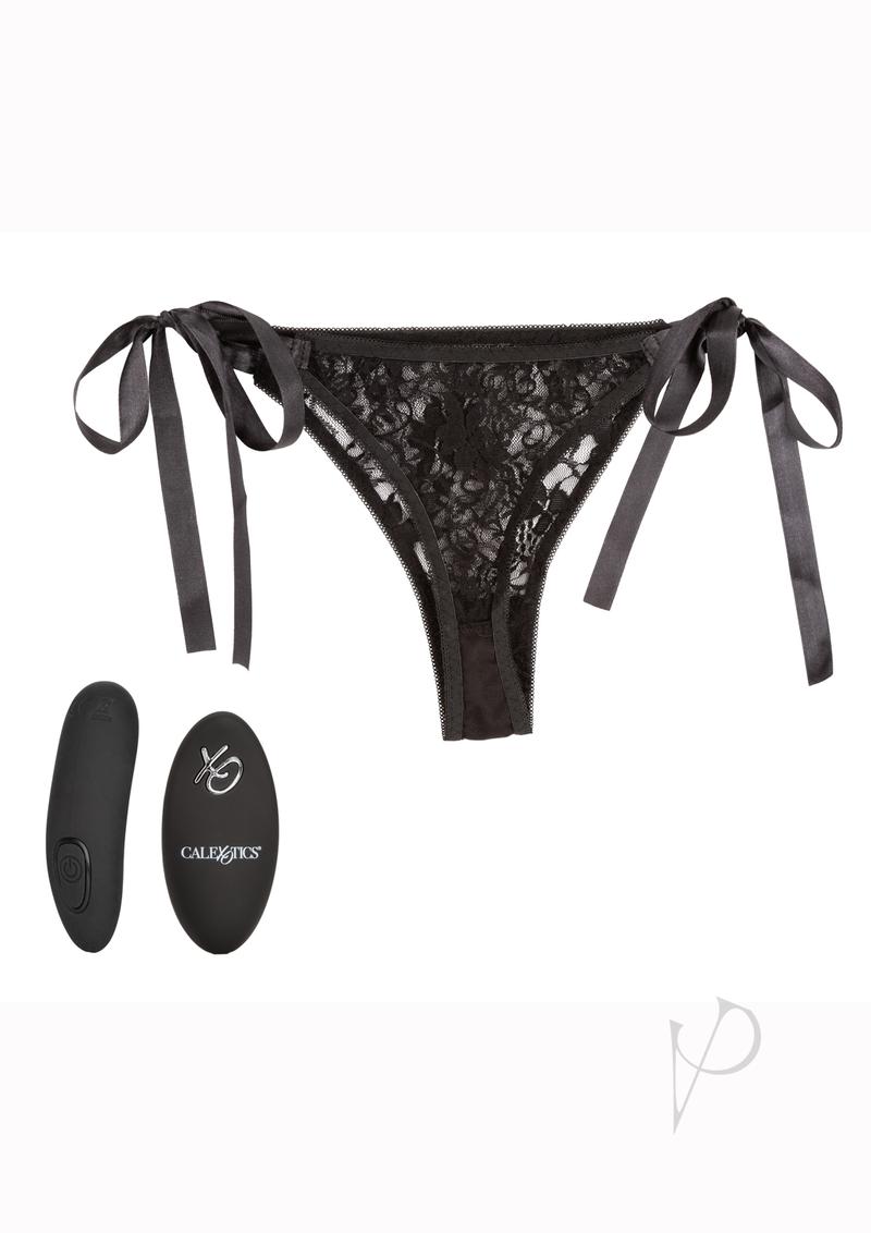 CalExotics Silicone Rechargeable Lace Thong Panty Vibe with Remote Control (3 pieces) - OS - Black