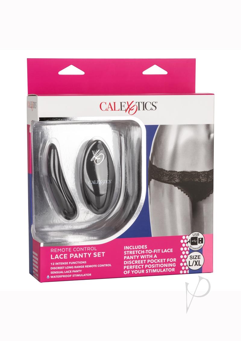 CalExotics Silicone Rechargeable Lace Panty Vibe with Remote Control (3 pieces) - L/XL - Black