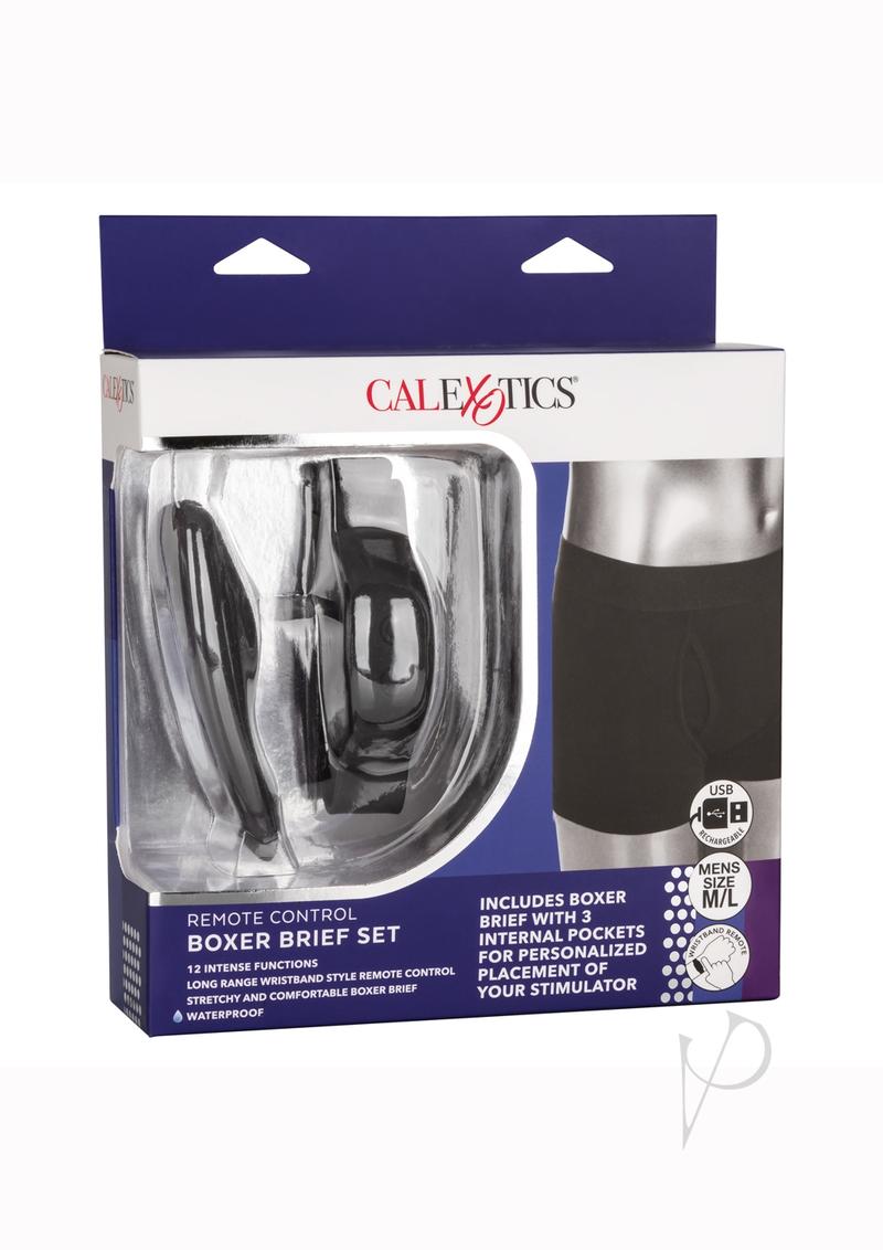 CalExotics Silicone Rechargeable Boxer Brief Panty Vibe with Remote Control (3 pieces) - M/L - Black