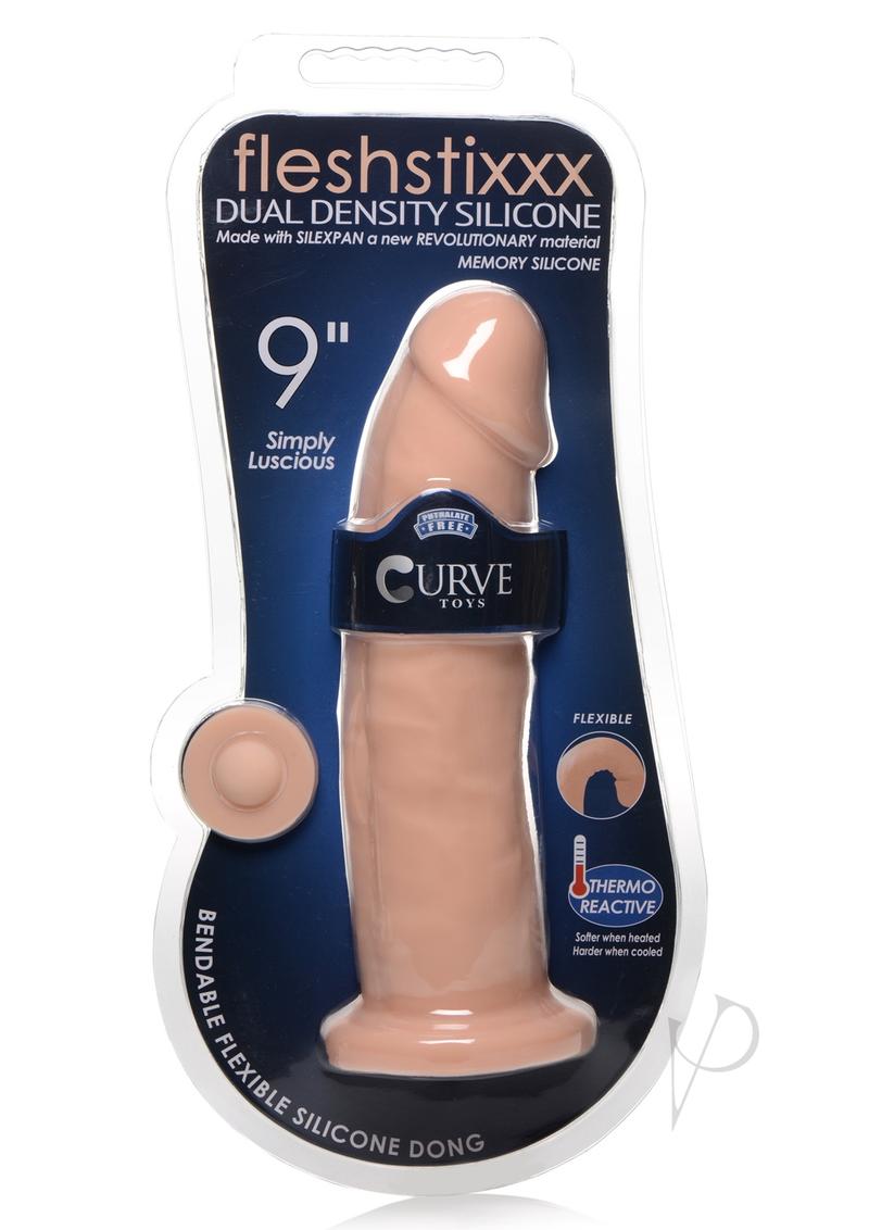 Fleshstixxx Dual Density Silicone Bendable Dong 9in - Vanilla