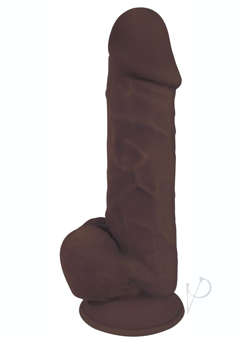 Fleshstixxx Dual Density Silicone Bendable Dong with Balls 8in - Chocolate
