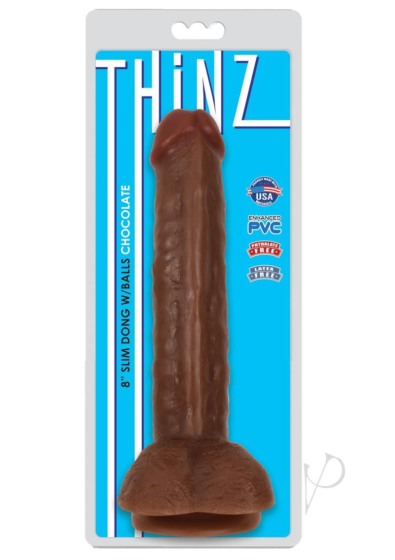 Thinz Slim Dong with Balls 8in - Chocolate