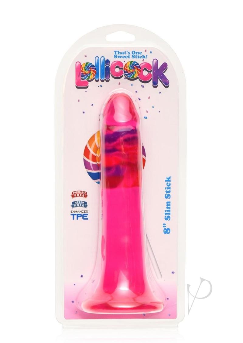 Lollicock Slim Stick Dildo 8in - Cherry Ice