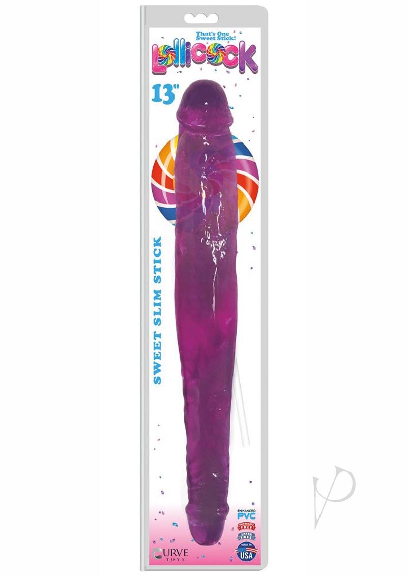 Lollicock Sweet Slim Stick Double Dildo 13in - Grape