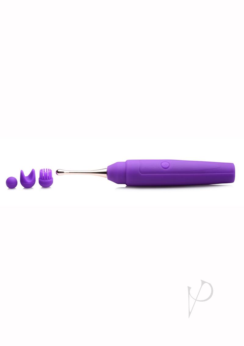 Inmi 10X En Pointe Teaser Silicone Rechargeable Stimulator with 3 Attachments - Purple