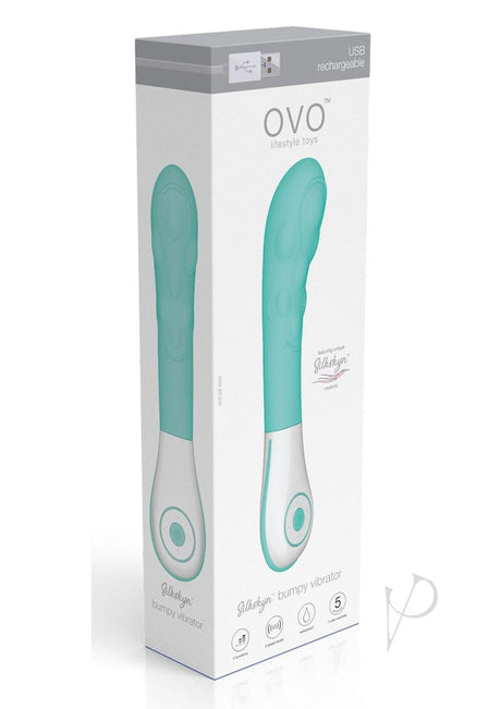 OVO Silkskyn Rechargeable Silicone Bumpy Vibrator - Aqua/White