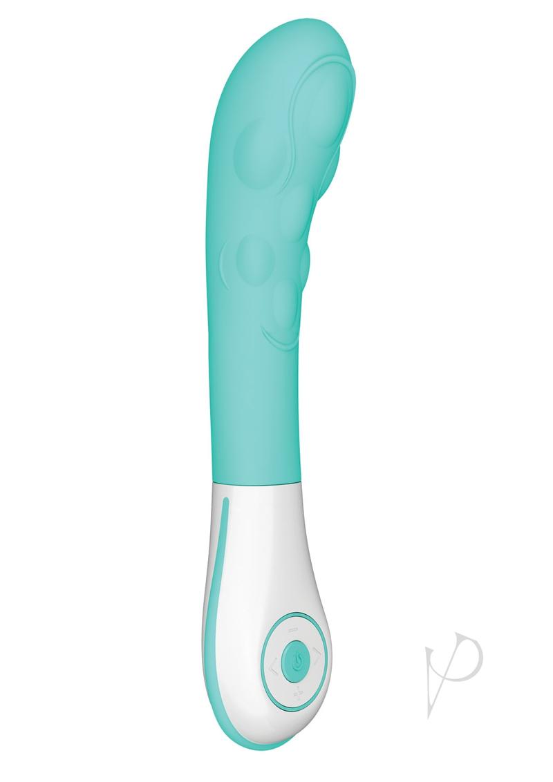 OVO Silkskyn Rechargeable Silicone Bumpy Vibrator - Aqua/White