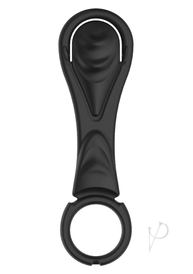 My Cockring Ribbed Shaft Silicone Cock Ring - Black