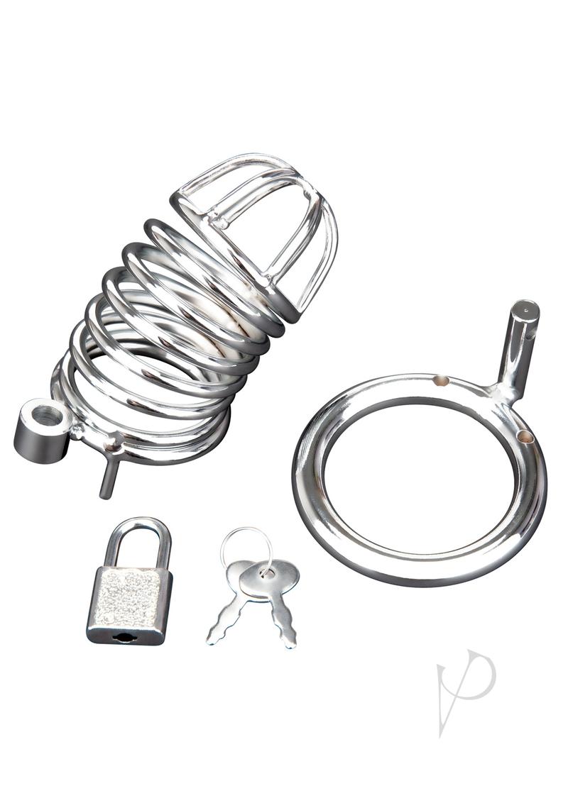 Blue Line Deluxe Chastity Cage - Stainless Steel
