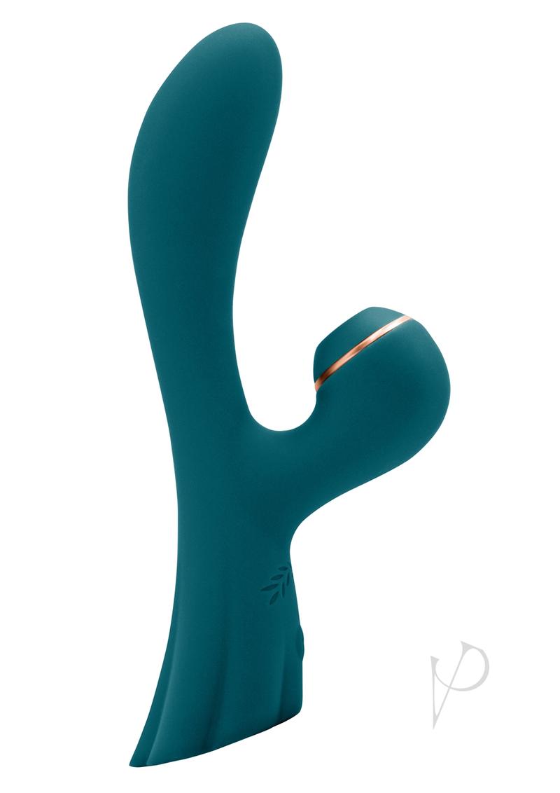 Luxe Aura Rechargeable Silicone Rabbit Vibrator - Teal