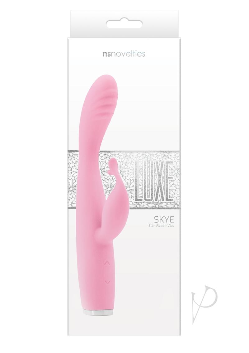 Luxe Skye Silicone Rechargeable Slim Rabbit Vibrator - Pink
