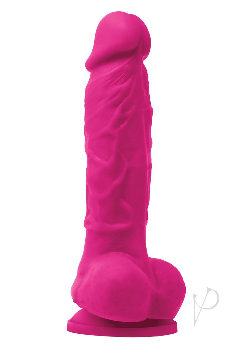 Colours Pleasures Silicone Vibrating Dildo with Balls 5in - Pink