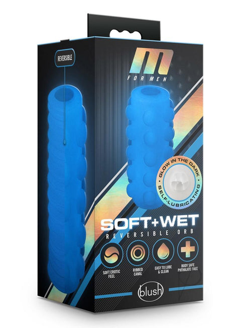 M for Men Soft and Wet Glow In The Dark Reversible Orb Masturbator - Frosted