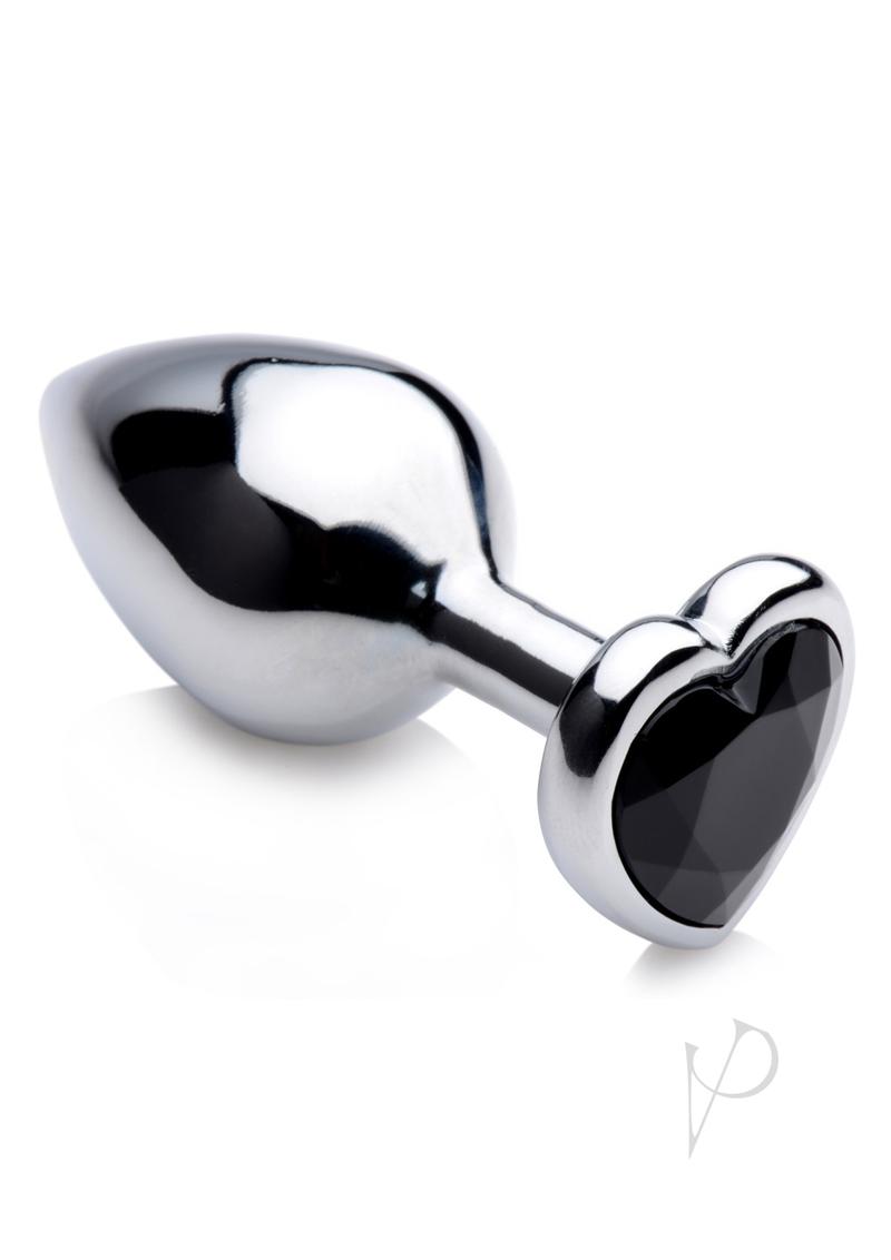 Booty Sparks Gemstones Black Heart Anal Plug - Medium - Black