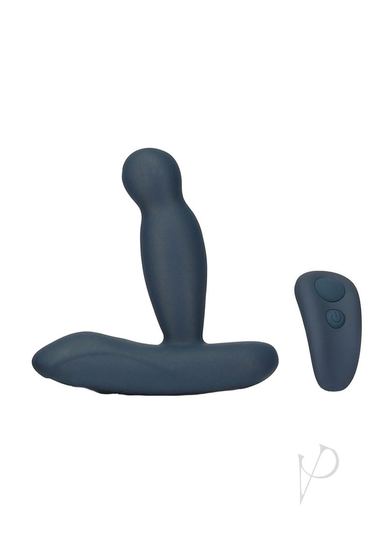LUX Active Revolve Silicone Rechargeable Rotating and Vibrating Anal Massager with Remote Control - Navy