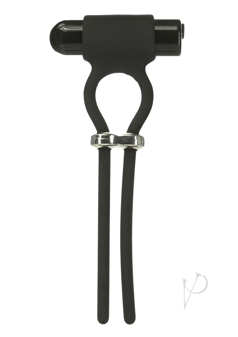 PowerBullet Bolo Bullet Silicone Rechargeable Cock Tie - Black/Silver