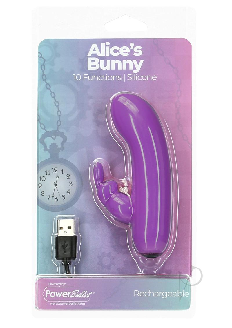 PowerBullet Alice's Bunny Silicone Rechargeable Rabbit - Purple