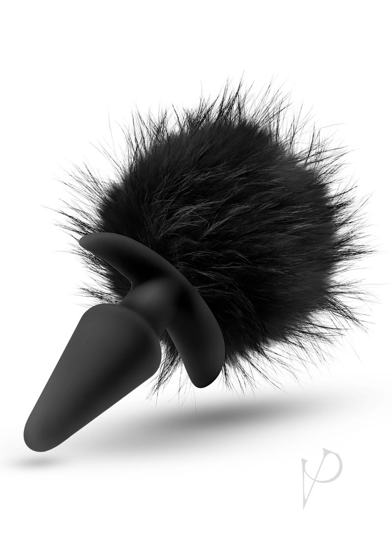 Anal Adventures Platinum Rabbit Tail Anal Plug - Black