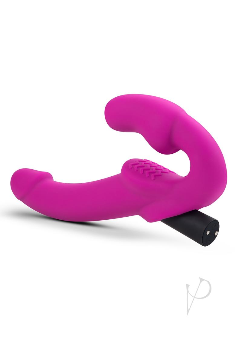 Temptasia Estella Strapless Silicone Vibrating Strapless Strap-On with Rechargeable Bullet - Pink