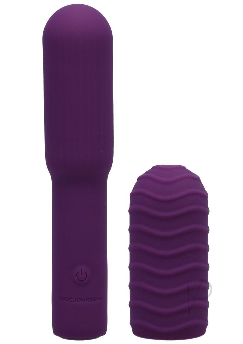 Pocket Rocket Elite Silicone Rechargeable Mini Vibrator With Removable Sleeve - Purple