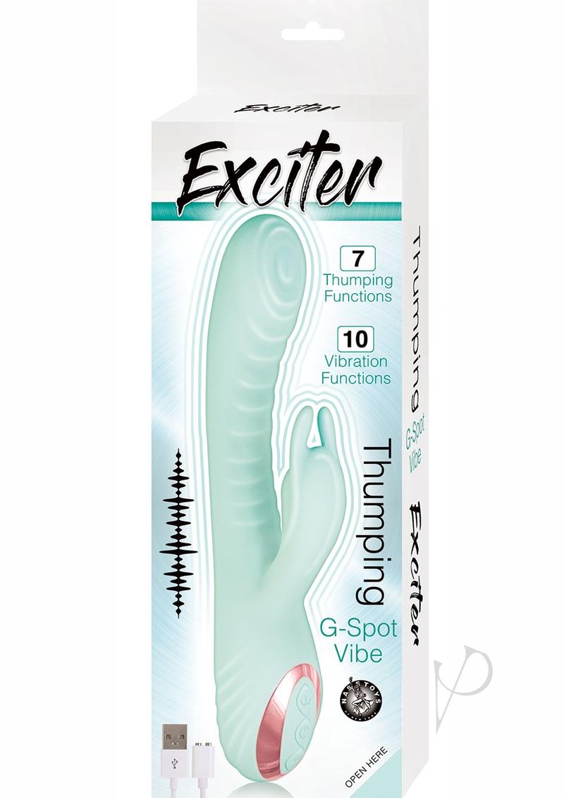 Exciter Thumping G-Spot Rechargeable Rabbit Vibrator - Aqua