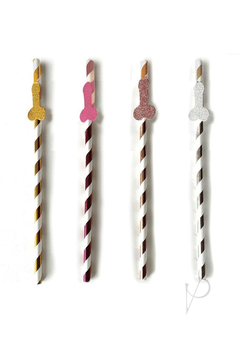 Glitterati Penis Party Tall Celebration Straws (8 Pack) - Assorted Colors