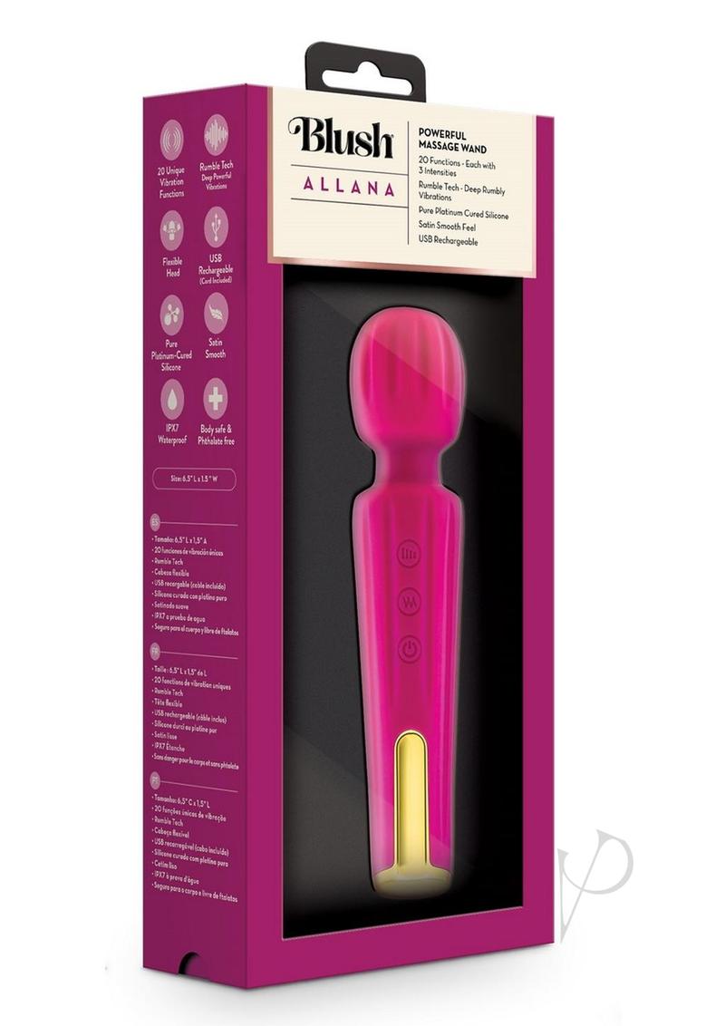 Lush Allana Velvet Rechargeable Silicone Wand Vibrator- Magenta/Rose Gold