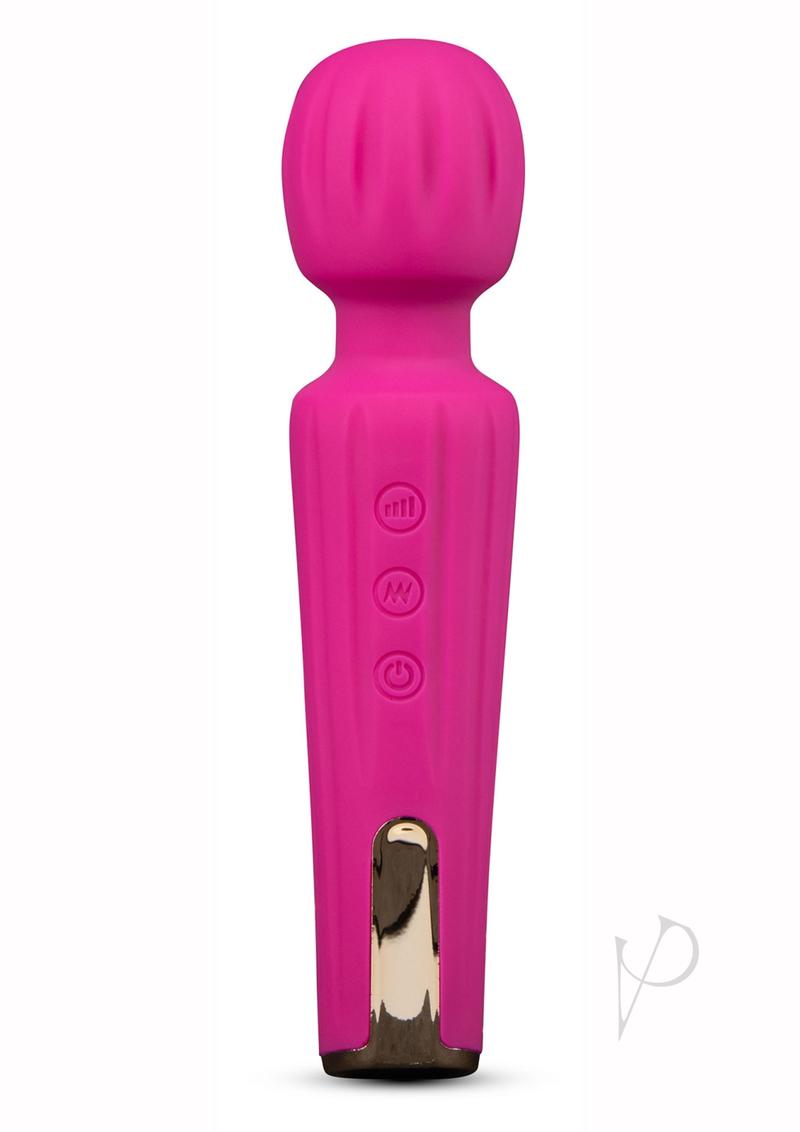 Blush Allana Velvet Rechargeable Silicone Wand Vibrator- Magenta/Rose Gold