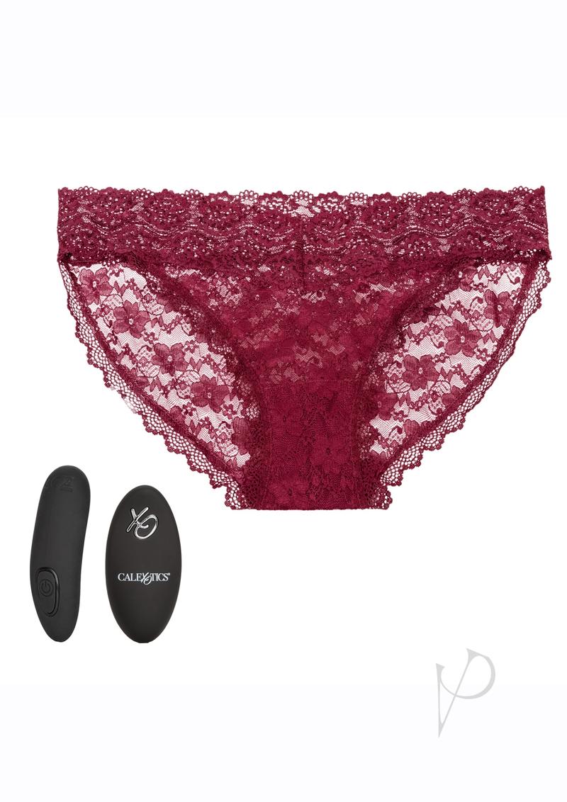 Rechargeable Lace Panty Vibe Set with Remote Control - Small/Medium - Red